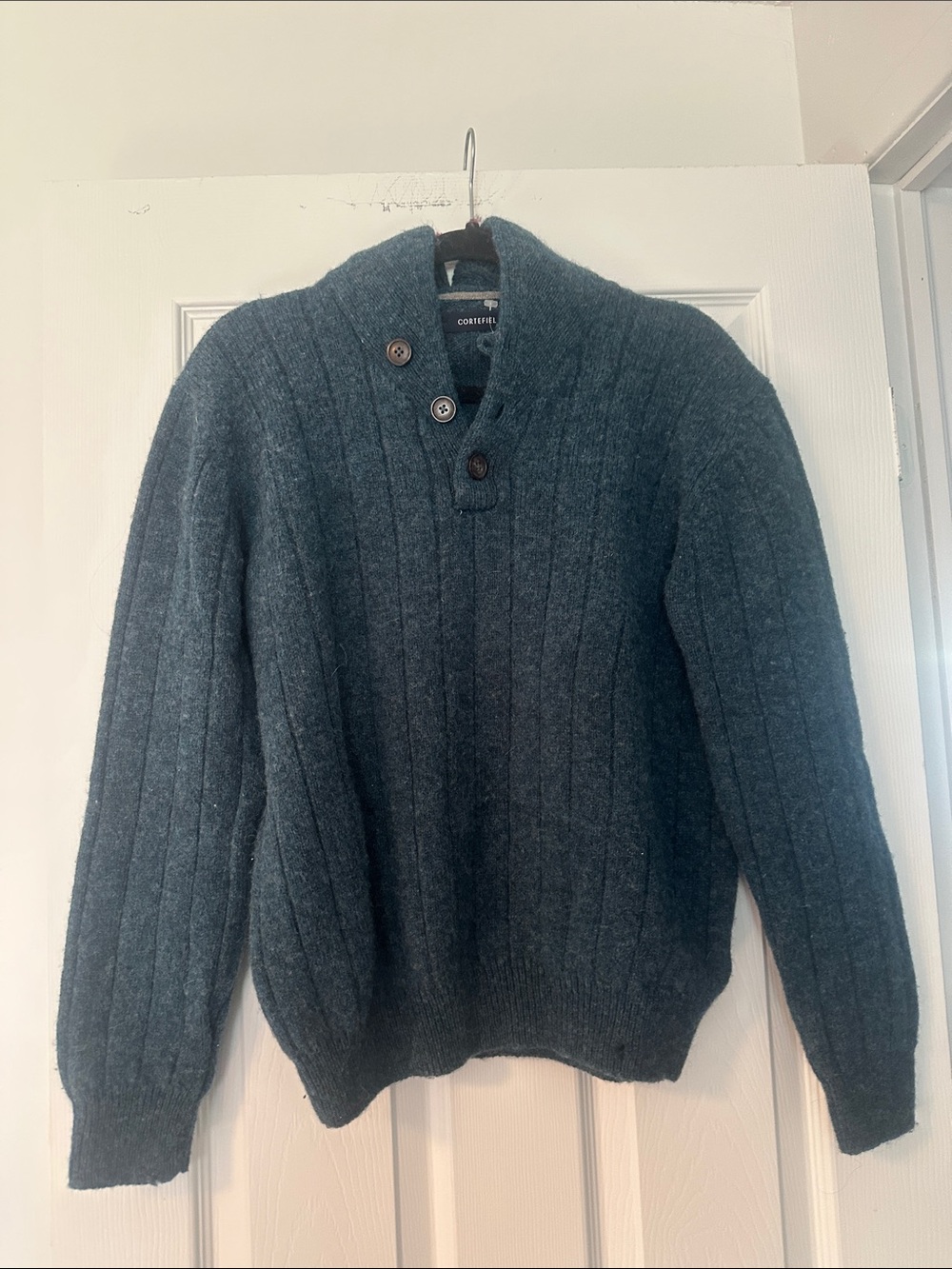 Cozy Button-Neck Turtleneck Sweater in Dark Teal